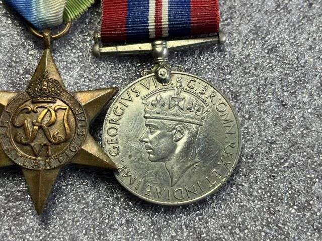 10) Excellent Original WW2 Court Mounted Royal Navy Full Size Medal Set of 3 39-45 Star, Atlantic Star, War Medal. — image 4