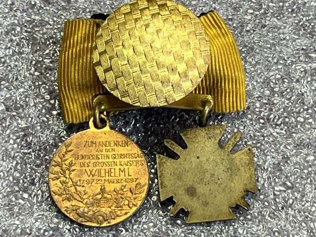 18) Lovely Original WW1 Imperial German Miniature Medal Pair With Button Hole Fitting — image 2