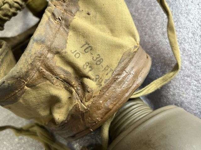 3) Excellent Original Pre WW2 French Civilian Issue TP-38 Gas Mask & Tin All Dated1938-39 — image 6