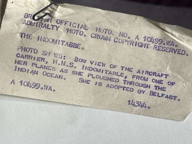 117) Interesting Original WW2 Official Photograph Of HMS Indomitable — image 2
