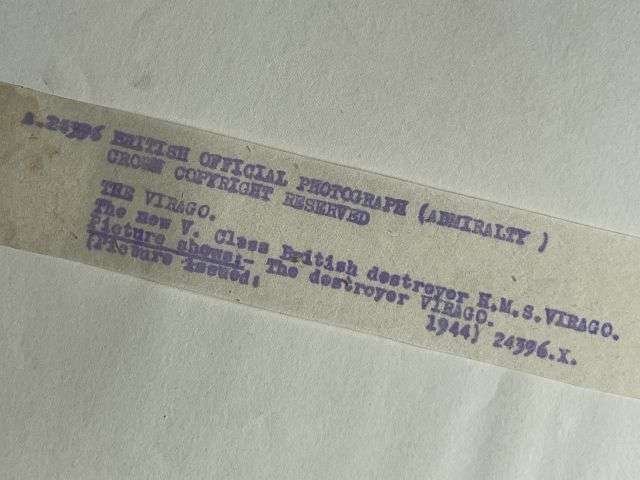 118) Interesting Original WW2 Official Photograph Of HMS Virago 1944 — image 2