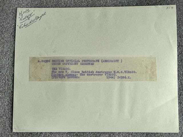 118) Interesting Original WW2 Official Photograph Of HMS Virago 1944 — image 4