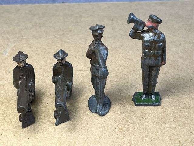 127) Set of 4 Vintage Original Lead Soldiers Lying Vickers MG etc — image 4