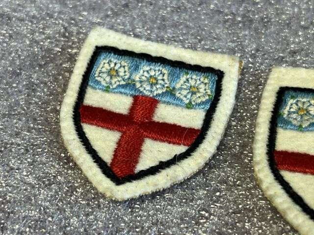 103) Excellent Original WW2 British North Riding District Uniform Removed Cloth Insignia Pair — image 4