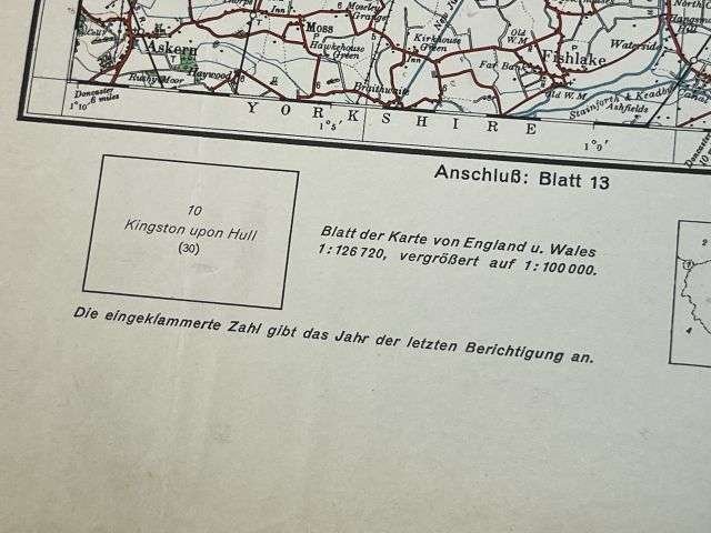 115) Good Original WW2 German Army Map of Kingston Upon Hull Operation Sealion Planned Invasion of Britain 1940 — image 11