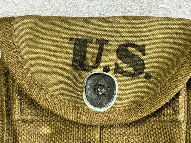 2) Mint Unissued Original WW2 US Army M1 Carbine Twin Mag Belt/Stock Pouch Dated 1943 — image 6