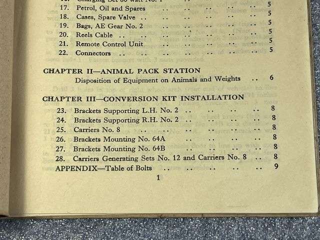 3) Original WW2 Pamphlet Wireless Stations No 62 Cars 5 CWT 4X4 Animal Pack/Man Pack Fitting & Loading Instructions 1945 — image 10
