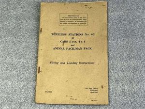 3) Original WW2 Pamphlet Wireless Stations No 62 Cars 5 …