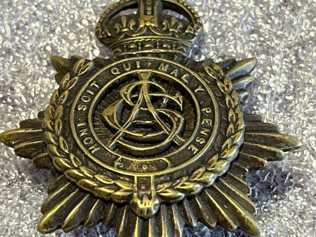 64) Excellent Original WW1 British Army Service Corps Officers Bronze 2-Part Cap Badge — image 3