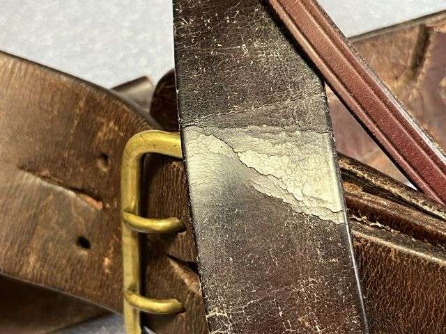 44) Excellent Original Complete WW1 British Officers Leather Sam Brown With Holster, Ammo Pouch & 1915 dated Whistle. — image 15