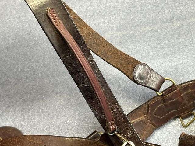 44) Excellent Original Complete WW1 British Officers Leather Sam Brown With Holster, Ammo Pouch & 1915 dated Whistle. — image 18