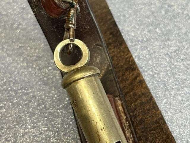 44) Excellent Original Complete WW1 British Officers Leather Sam Brown With Holster, Ammo Pouch & 1915 dated Whistle. — image 20