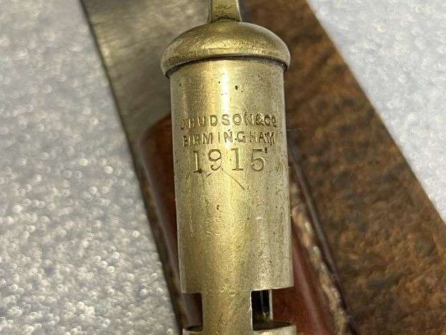 44) Excellent Original Complete WW1 British Officers Leather Sam Brown With Holster, Ammo Pouch & 1915 dated Whistle. — image 21