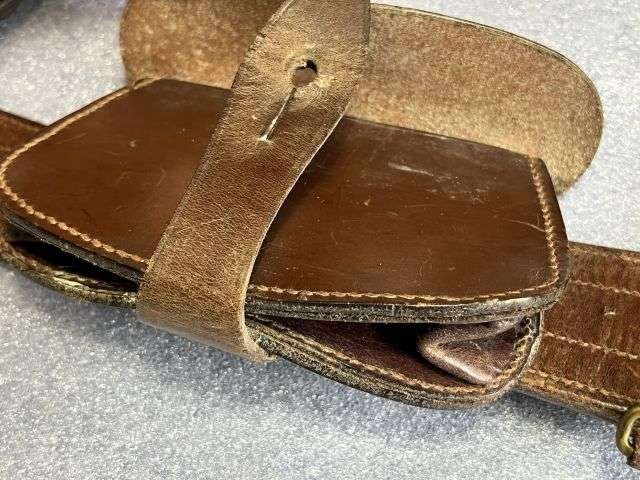 44) Excellent Original Complete WW1 British Officers Leather Sam Brown With Holster, Ammo Pouch & 1915 dated Whistle. — image 6