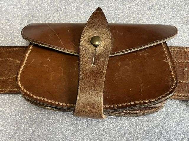 44) Excellent Original Complete WW1 British Officers Leather Sam Brown With Holster, Ammo Pouch & 1915 dated Whistle. — image 7