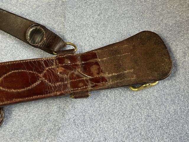 44) Excellent Original Complete WW1 British Officers Leather Sam Brown With Holster, Ammo Pouch & 1915 dated Whistle. — image 8