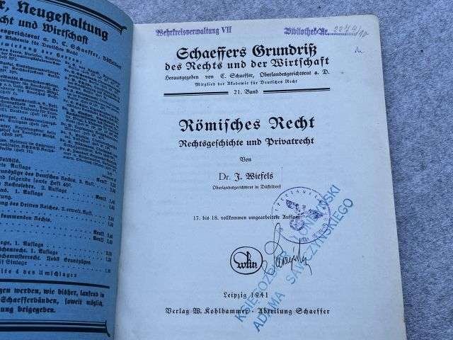 48) Good Original WW2 German Economics/Law Book On Roman Law Dated 1941 — image 10