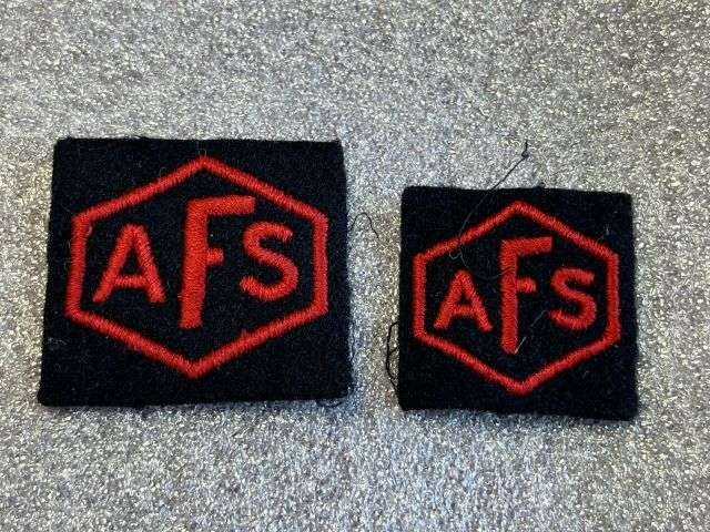 56) Original Large Early WW2 AFS Fire Mans Breast Badge or Sleeve Badge — image 2