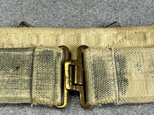 22) Good Well Used Original WW2 RAF 3 Section 1925 Pattern Webbing Waist Belt — image 8