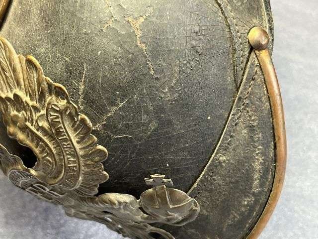 23) Excellent Original Early WW1 Imperial German Army NCOs Leather Pickelhaube In An Unusually Large Size 7 1/4 — image 11