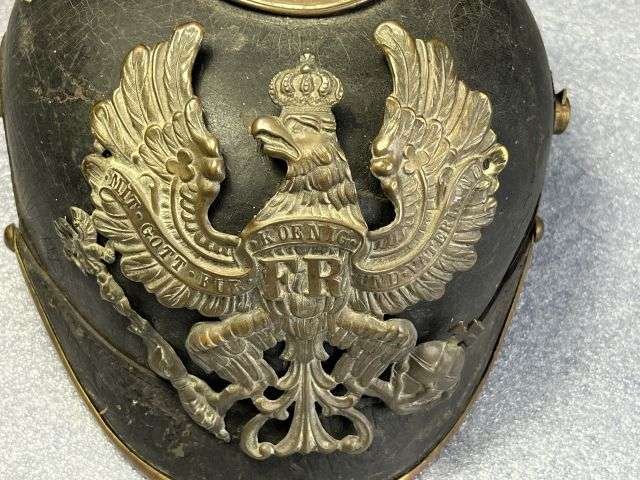 23) Excellent Original Early WW1 Imperial German Army NCOs Leather Pickelhaube In An Unusually Large Size 7 1/4 — image 12