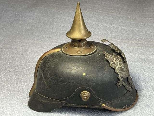 23) Excellent Original Early WW1 Imperial German Army NCOs Leather Pickelhaube In An Unusually Large Size 7 1/4 — image 15