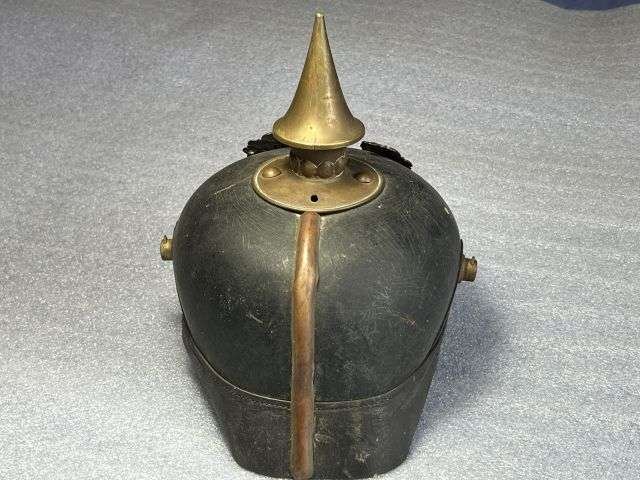 23) Excellent Original Early WW1 Imperial German Army NCOs Leather Pickelhaube In An Unusually Large Size 7 1/4 — image 17