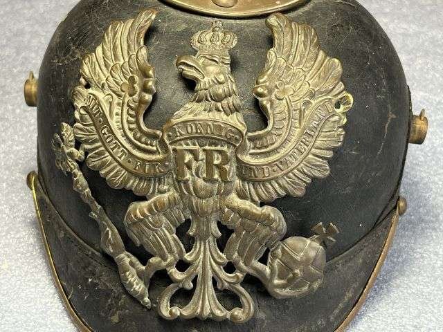 23) Excellent Original Early WW1 Imperial German Army NCOs Leather Pickelhaube In An Unusually Large Size 7 1/4 — image 22