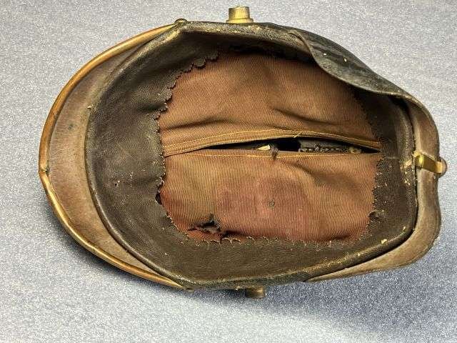 23) Excellent Original Early WW1 Imperial German Army NCOs Leather Pickelhaube In An Unusually Large Size 7 1/4 — image 9