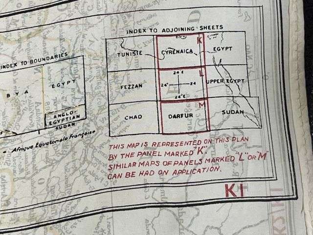 26) Original Early WW2 RAF Silk/Rayon Escape Map K1/K2 Central Africa, North Africa, Sicily, Greece, Crete Etc — image 4