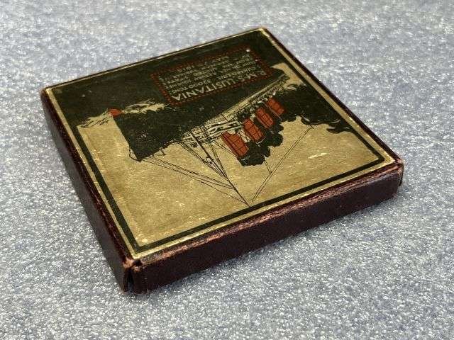 36) Very Nice Original WW1 RMS Lusitania Propaganda Medal In Original Box with Original Certificate — image 3