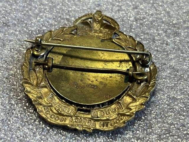 87) Excellent Original WW1 WW2 The The City of London Yeomanry Rough Riders Cap Badge Converted to Pin Back — image 2