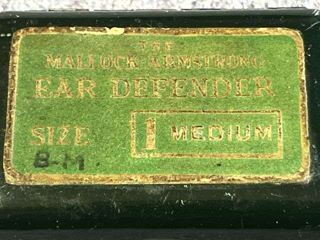 98) Good Original WW2 British Mallock-Armstrong Ear Defenders in Tin As Issued To Army, RAF, RN etc — image 11