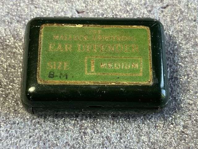 98) Good Original WW2 British Mallock-Armstrong Ear Defenders in Tin As Issued To Army, RAF, RN etc — image 12