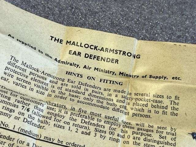 98) Good Original WW2 British Mallock-Armstrong Ear Defenders in Tin As Issued To Army, RAF, RN etc — image 3