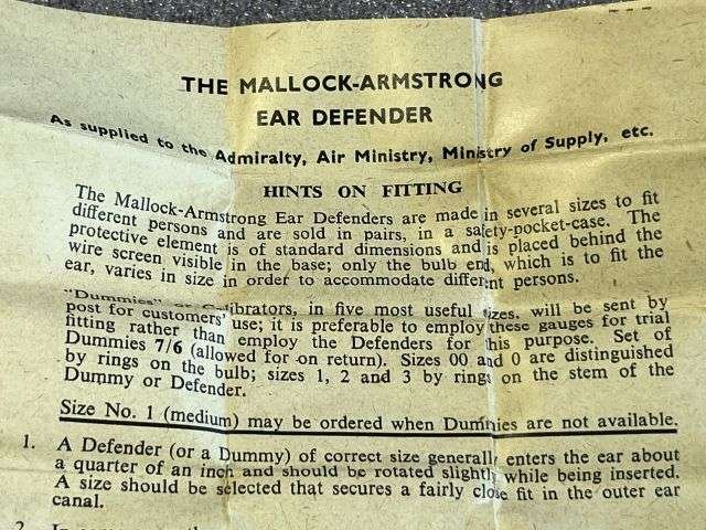 98) Good Original WW2 British Mallock-Armstrong Ear Defenders in Tin As Issued To Army, RAF, RN etc — image 5