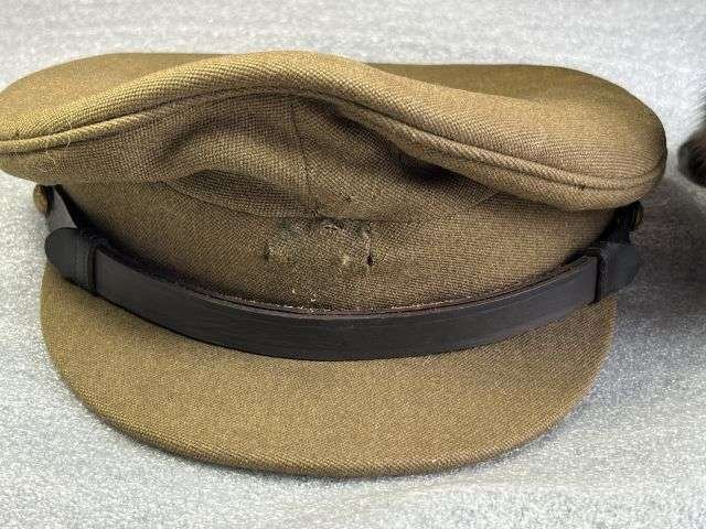 70) Good Original 1950s British Army Officers Peaked Cap In a Good Size 7 1/4 But Showing Some Moth Damage — image 11