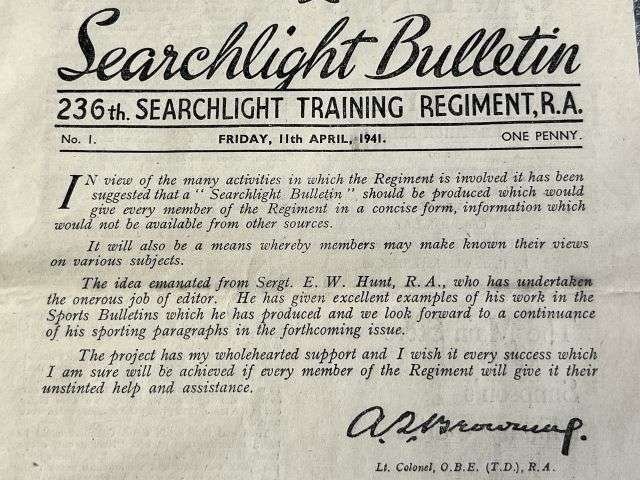 75) Original Early WW2 Searchlight Bulletin Magazines 236th Searchlight Training Regiment RA. Issue No 1, 2 & 3 All April 1941 — image 10