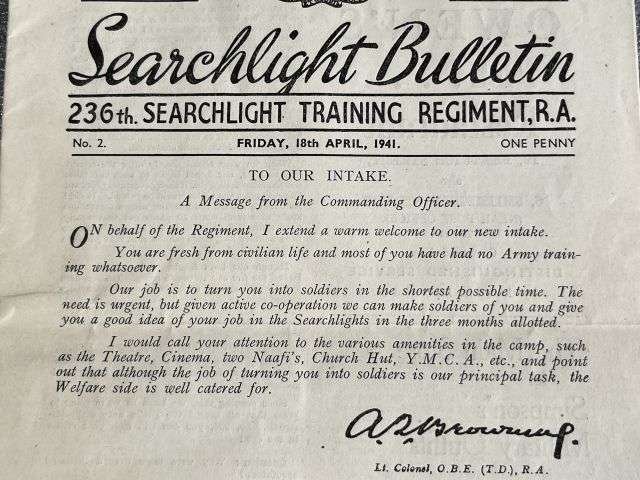 75) Original Early WW2 Searchlight Bulletin Magazines 236th Searchlight Training Regiment RA. Issue No 1, 2 & 3 All April 1941 — image 6