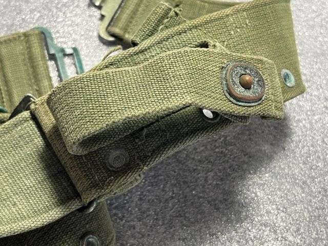 85) Good Original Used Late WW2 Dated 1944 Pat Webbing Waist Belt MECo 1945 — image 2