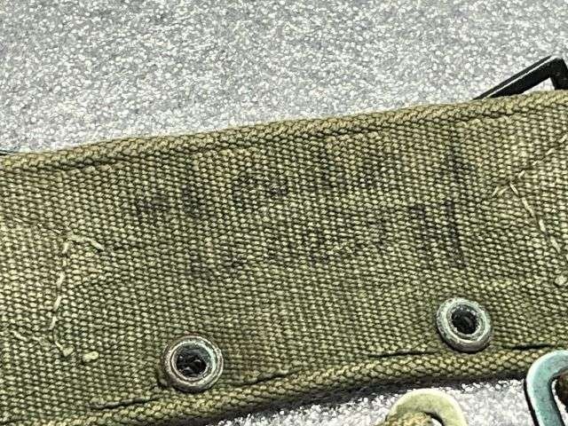 85) Good Original Used Late WW2 Dated 1944 Pat Webbing Waist Belt MECo 1945 — image 7