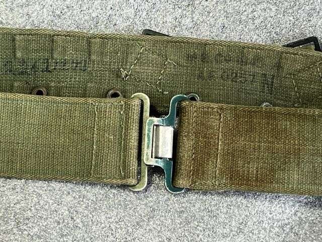 85) Good Original Used Late WW2 Dated 1944 Pat Webbing Waist Belt MECo 1945 — image 8