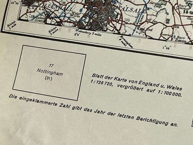 62) Good Original WW2 German Army Map of Nottingham Operation Sealion Planned Invasion of Britain 1940 — image 8