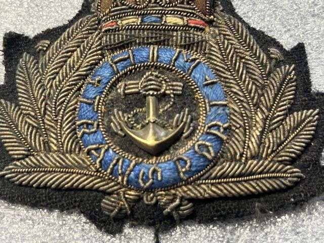16) Excellent Original WW1 Royal Navy HM Transport Officers Bullion Cap Badge — image 3