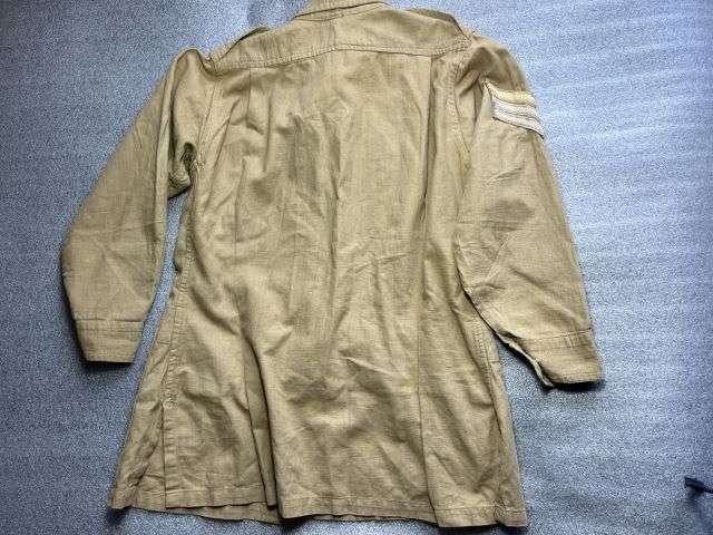 1) Excellent Clean Original WW2 Indian Made British Army Khaki Aertex Bush Jacket Dated 1943 — image 3