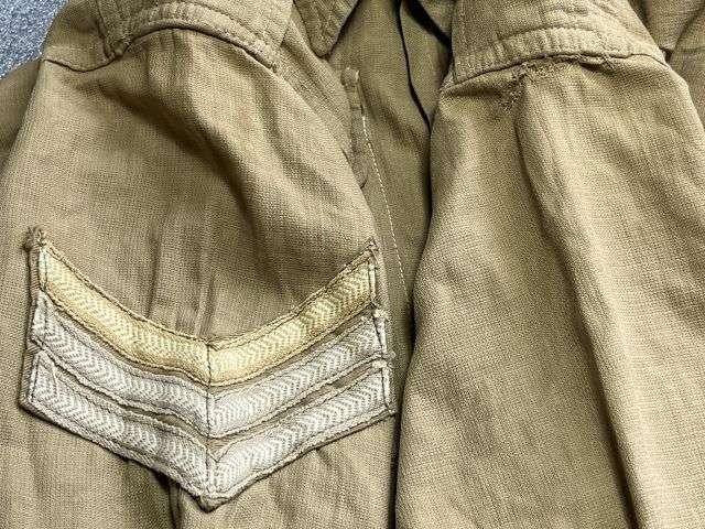 1) Excellent Clean Original WW2 Indian Made British Army Khaki Aertex Bush Jacket Dated 1943 — image 5