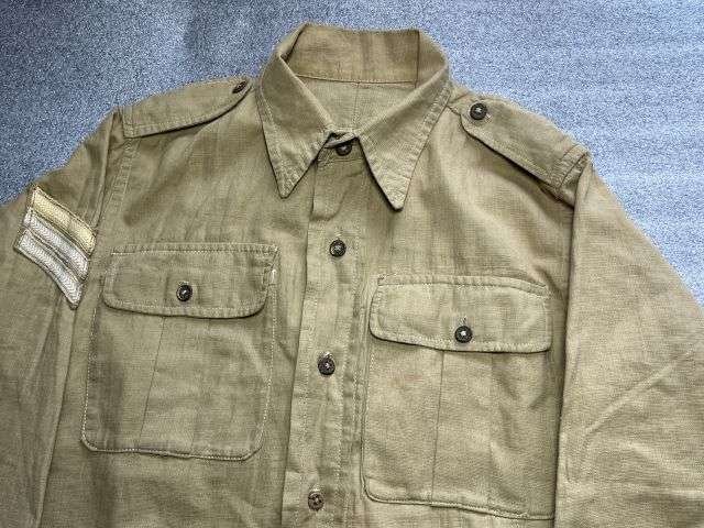 1) Excellent Clean Original WW2 Indian Made British Army Khaki Aertex Bush Jacket Dated 1943 — image 9