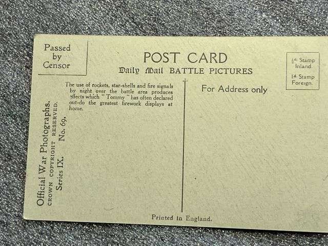 155) Good Original WW1 Postcard. Night Scene On British Front July 1st 1916 — image 2