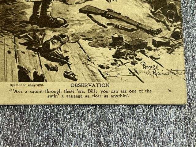 156) Good Original WW1 Bruce Bairnsfather Old Bill Cartoon Post Card. Observation — image 3