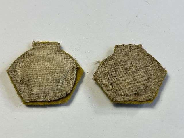 146) Good Original Used WW1 WW2 British Army Officers Khaki Cloth Rank Crowns On Yellow Backing — image 2